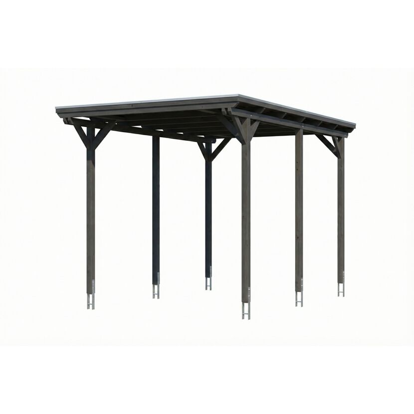Einzelcarport 'Emsland Caravan' schiefergrau 402 x 604 cm mit Stahl-Dachplatten