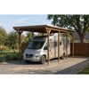 Einzelcarport 'Emsland Caravan' nussbaumfarben 402 x 846 cm mit Stahl-Dachplatten