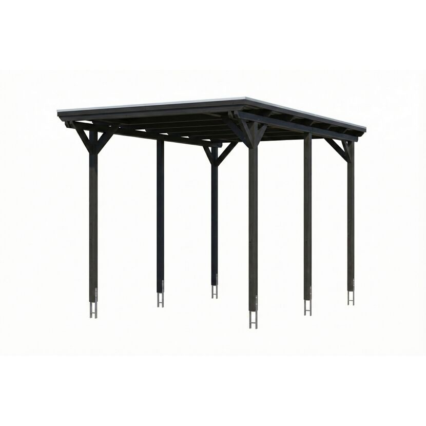 Einzelcarport 'Emsland Caravan' anthrazit 402 x 604 cm mit Stahl-Dachplatten