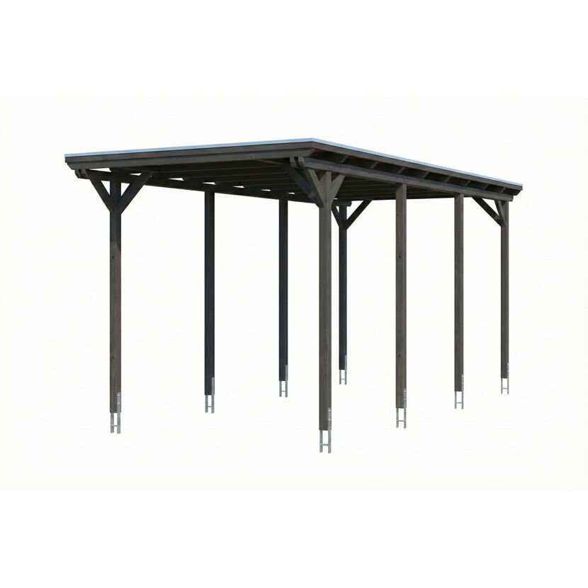 Einzelcarport 'Emsland Caravan' schiefergrau 402 x 846 cm, Stahl-Dachplatten mit Antikondensvlies