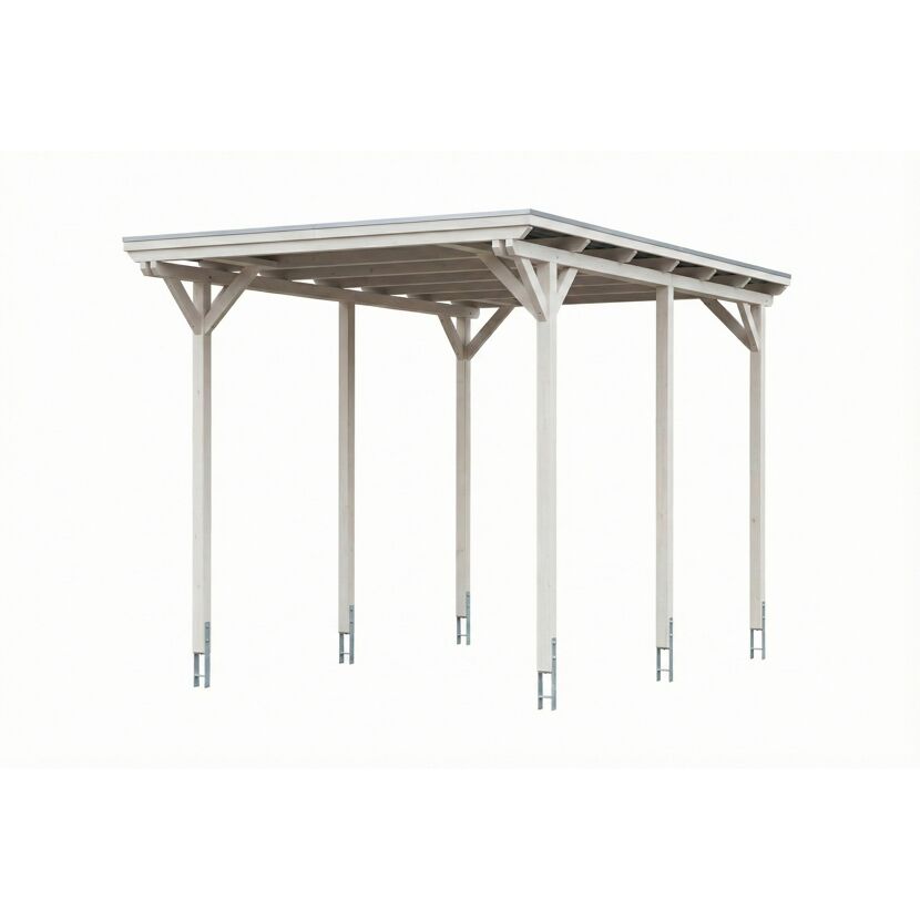 Einzelcarport 'Emsland Caravan' weiß 402 x 604 cm mit Stahl-Dachplatten