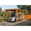 Einzelcarport 'Emsland Caravan' Eiche hell 402 x 846 cm mit Stahl-Dachplatten