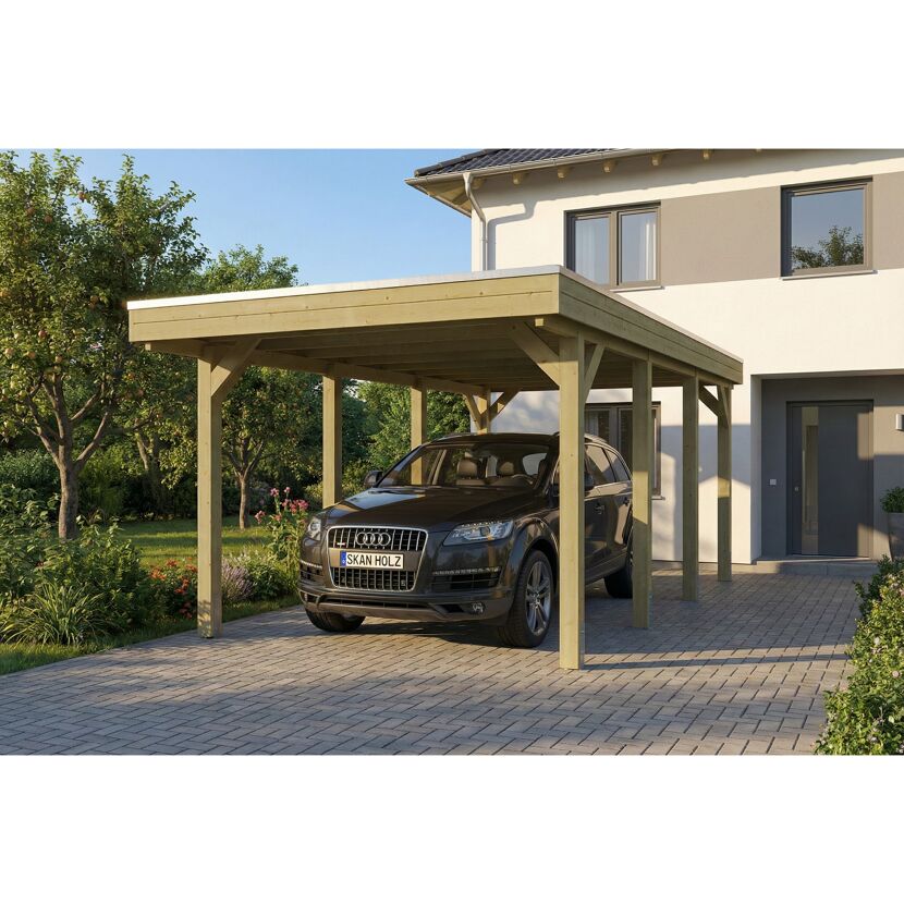 Einzelcarport 'Friesland' grün imprägniert 320 x 555 cm mit EPDM-Dach