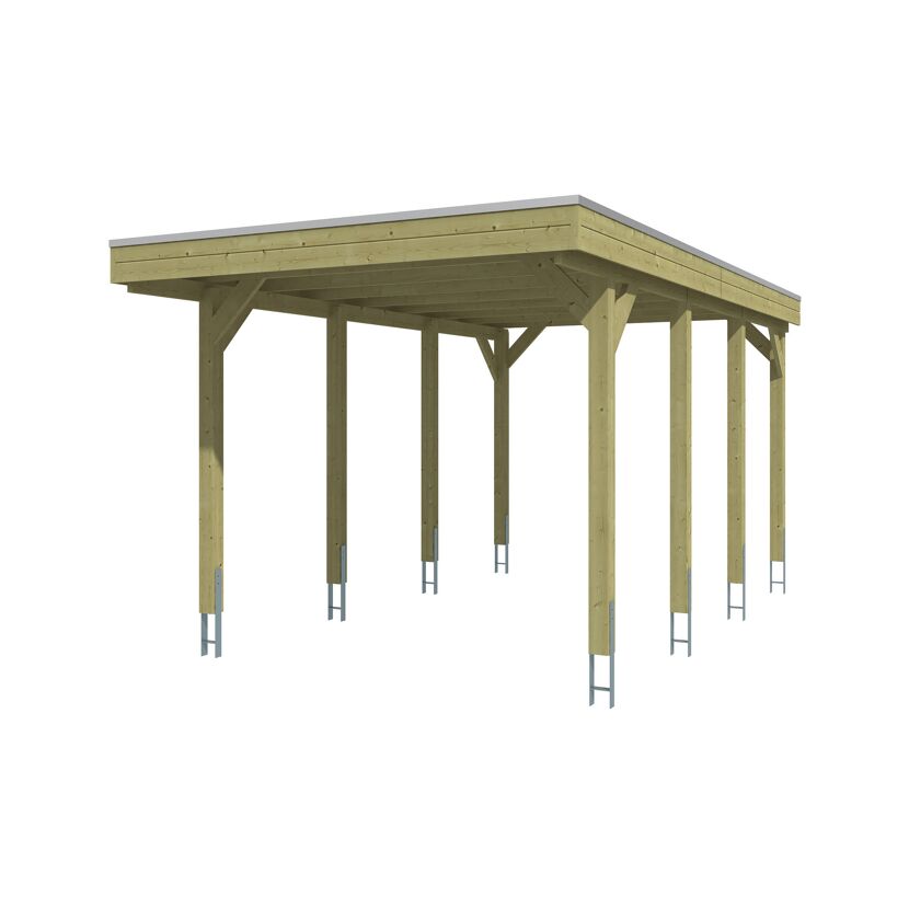 Einzelcarport 'Friesland' grün imprägniert 320 x 555 cm mit EPDM-Dach