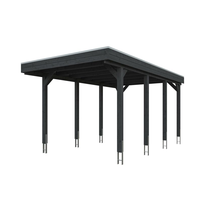 Einzelcarport 'Friesland' anthrazit 320 x 555 cm mit Stahl-Dachplatten
