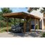 Einzelcarport 'Friesland' nussbaumfarben 320 x 708 cm mit Stahl-Dachplatten