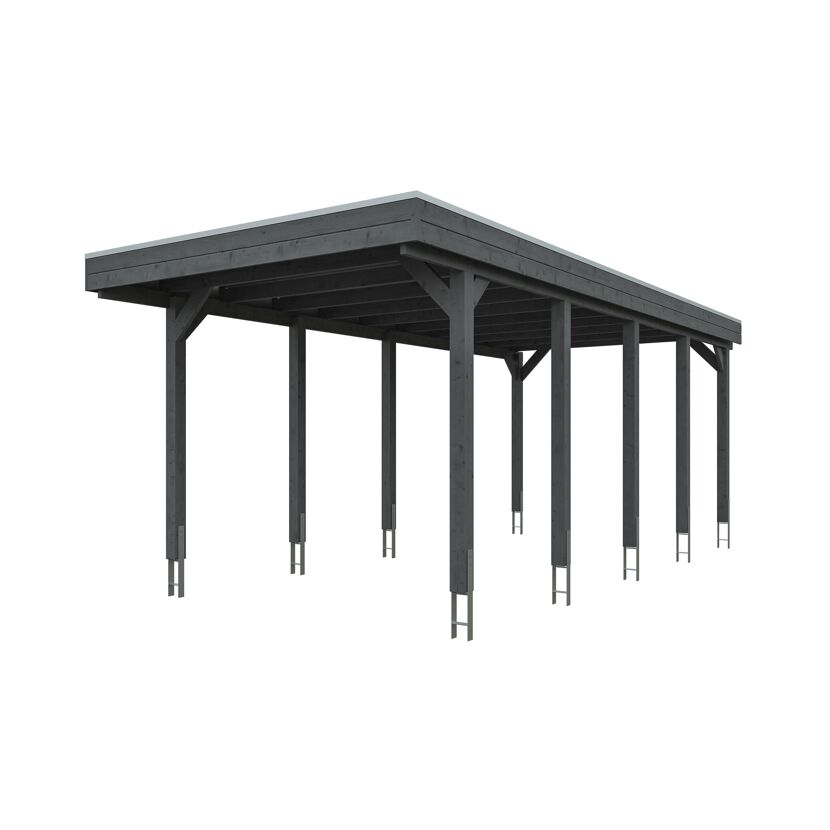 Einzelcarport 'Friesland' schiefergrau 320 x 708 cm mit Stahl-Dachplatten