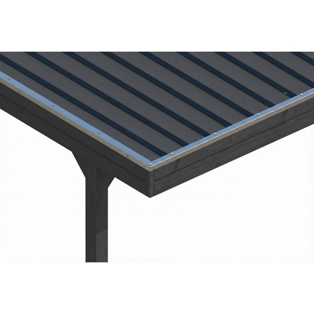 Einzelcarport 'Friesland' anthrazit 320 x 708 cm mit Stahl-Dachplatten