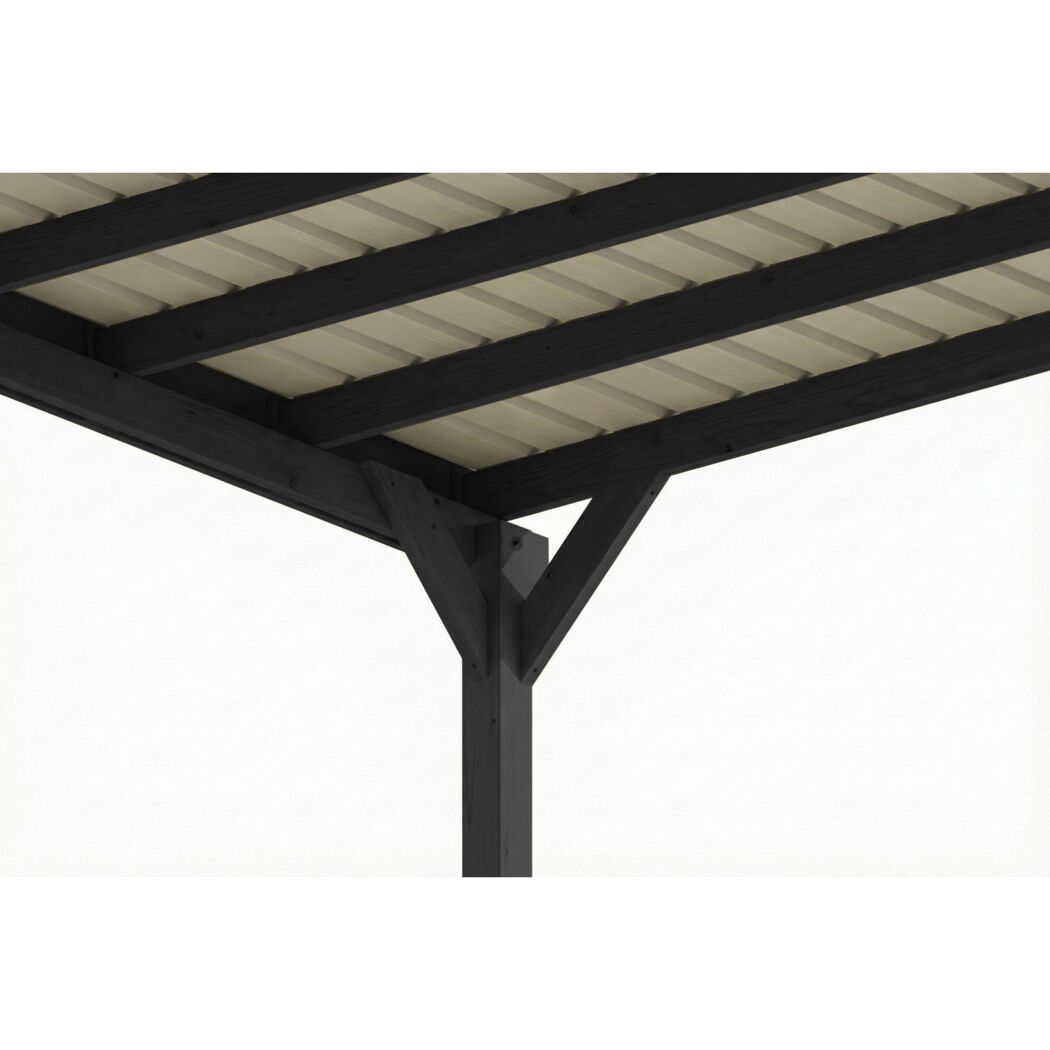 Einzelcarport 'Friesland' anthrazit 320 x 708 cm mit Stahl-Dachplatten