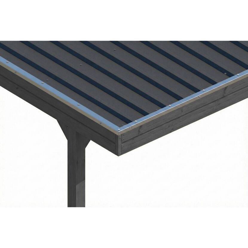 Einzelcarport 'Friesland' schiefergrau 320 x 860 cm mit Stahl-Dachplatten