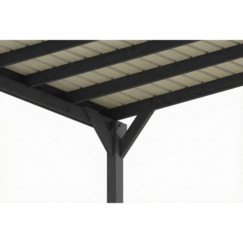 Einzelcarport 'Friesland' schiefergrau 320 x 860 cm mit Stahl-Dachplatten