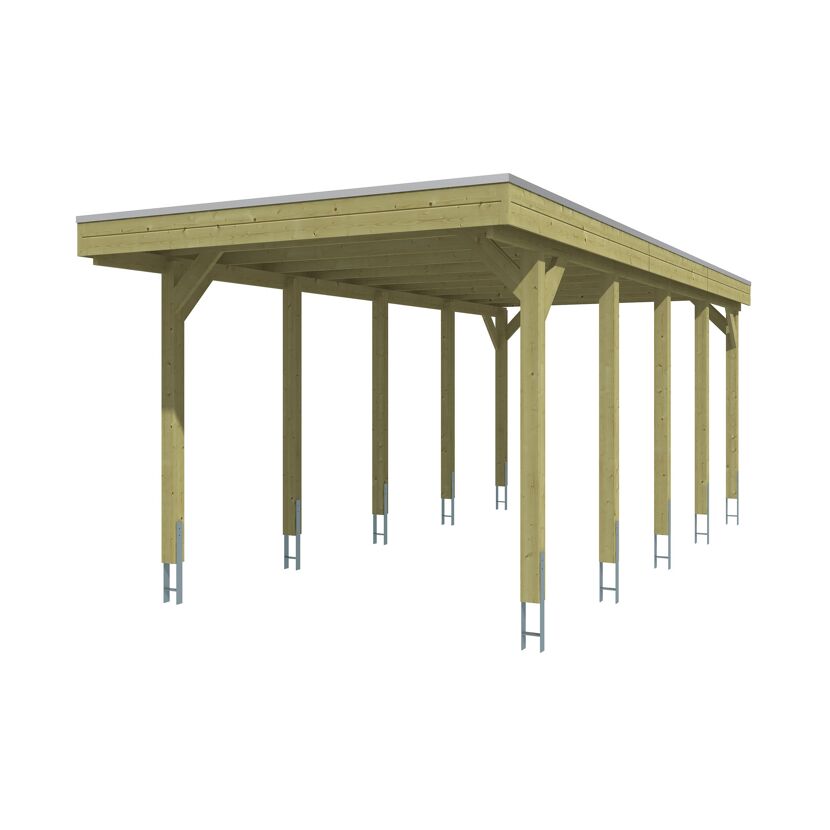 Einzelcarport 'Friesland' grün imprägniert 320 x 708 cm mit EPDM-Dach