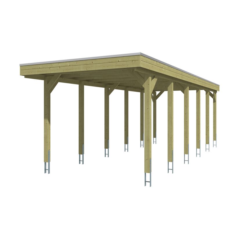 Einzelcarport 'Friesland' grün imprägniert 320 x 860 cm mit EPDM-Dach