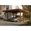 Einzelcarport 'Friesland' nussbaumfarben 402 x 555 cm mit Stahl-Dachplatten