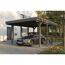 Einzelcarport 'Friesland' schiefergrau 402 x 555 cm mit Stahl-Dachplatten
