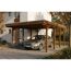 Einzelcarport 'Friesland' nussbaumfarben 402 x 555 cm mit EPDM-Dach