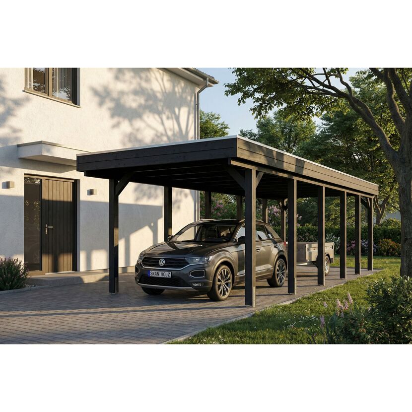 Einzelcarport 'Friesland' anthrazit 320 x 860 cm mit EPDM-Dach