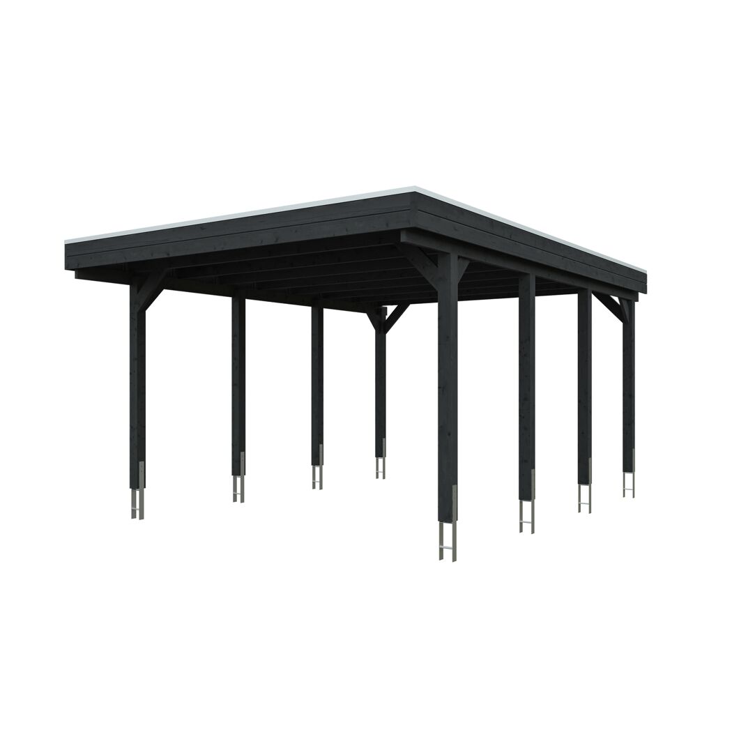 Einzelcarport 'Friesland' anthrazit 402 x 555 cm mit Stahl-Dachplatten