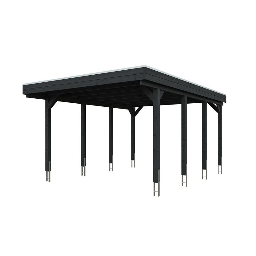 Einzelcarport 'Friesland' anthrazit 402 x 555 cm mit Stahl-Dachplatten