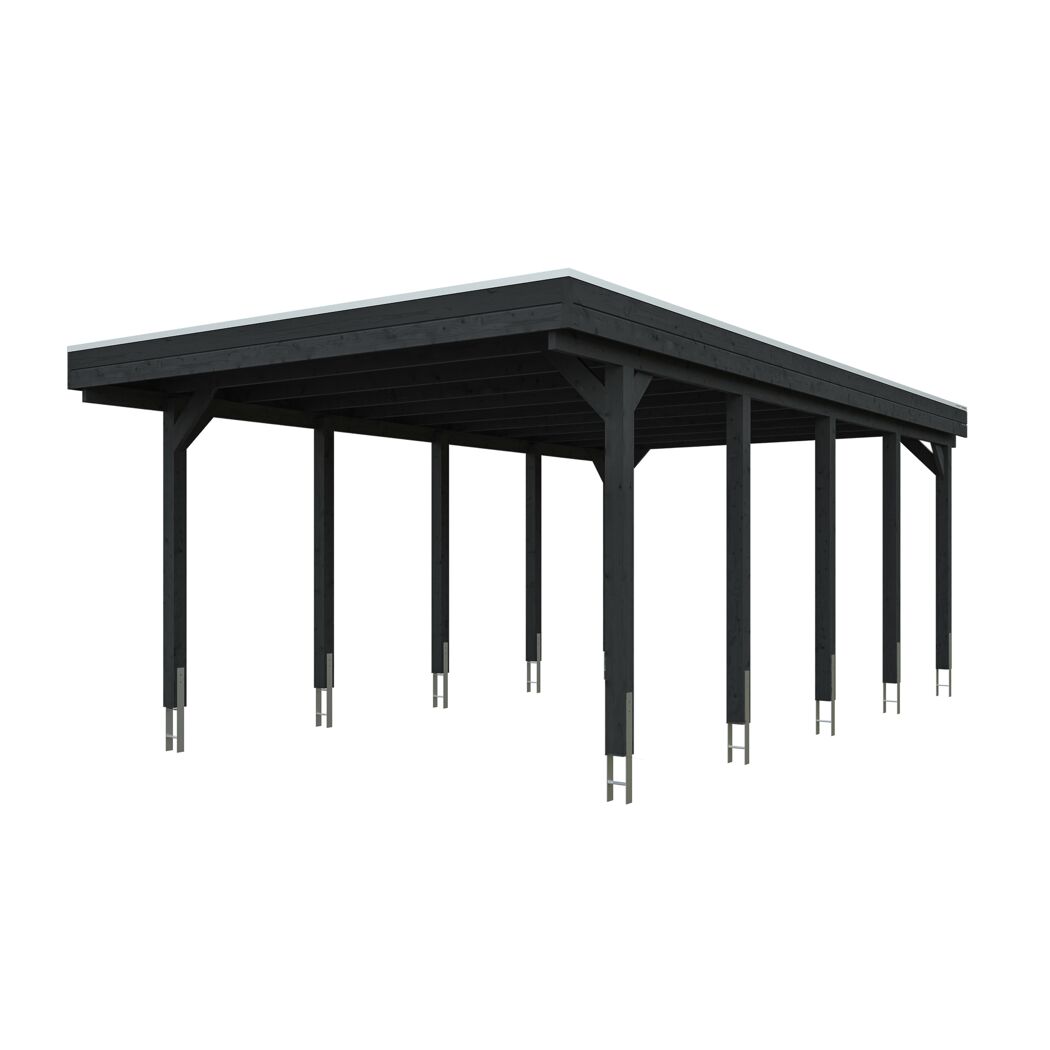 Einzelcarport 'Friesland' anthrazit 402 x 708 cm mit Stahl-Dachplatten
