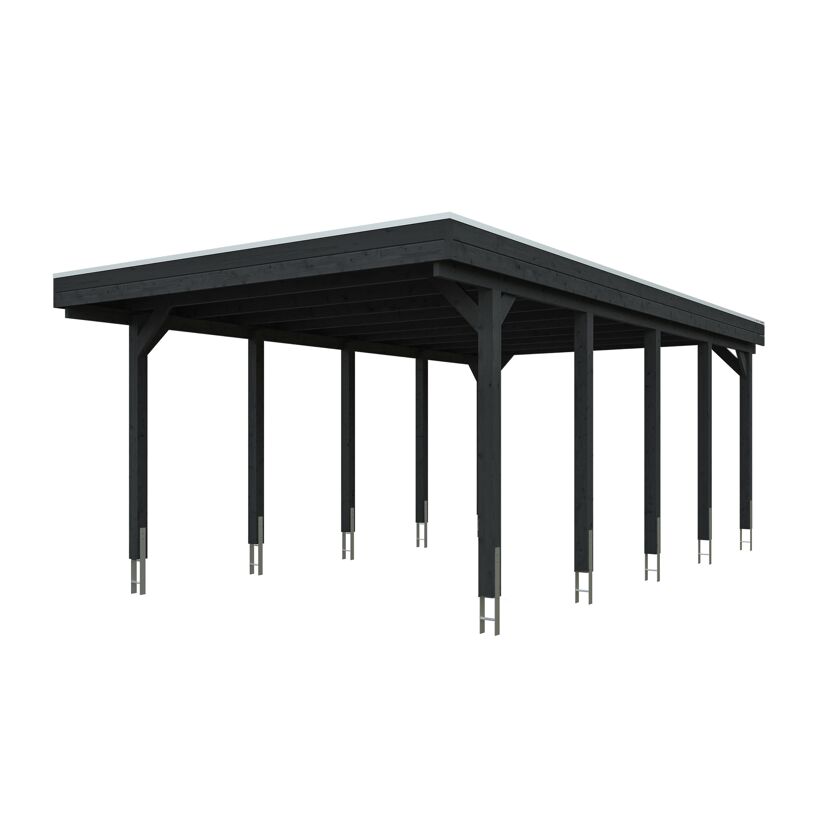Einzelcarport 'Friesland' anthrazit 402 x 708 cm mit Stahl-Dachplatten