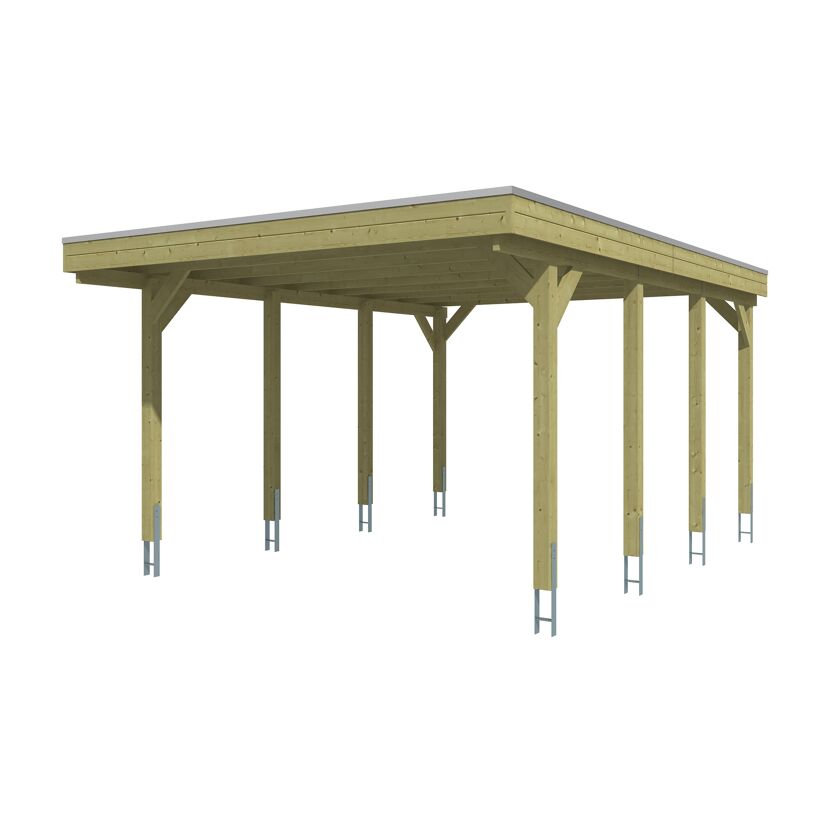 Einzelcarport 'Friesland' grün imprägniert 402 x 555 cm mit EPDM-Dach,