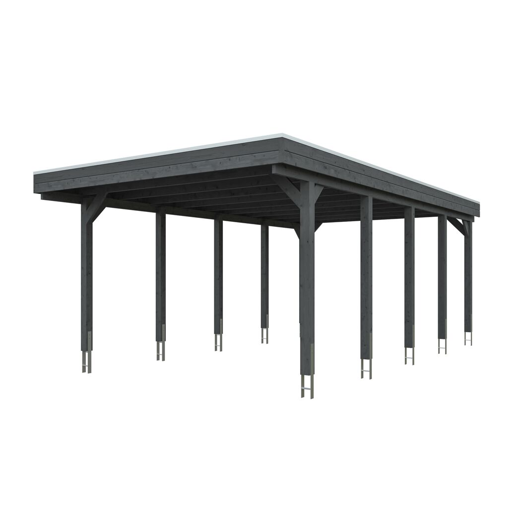 Einzelcarport 'Friesland' schiefergrau 402 x 708 cm mit Stahl-Dachplatten