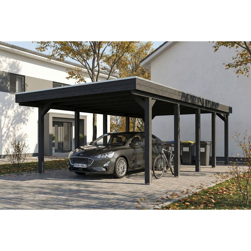 Einzelcarport 'Friesland' anthrazit 402 x 708 cm mit EPDM-Dach