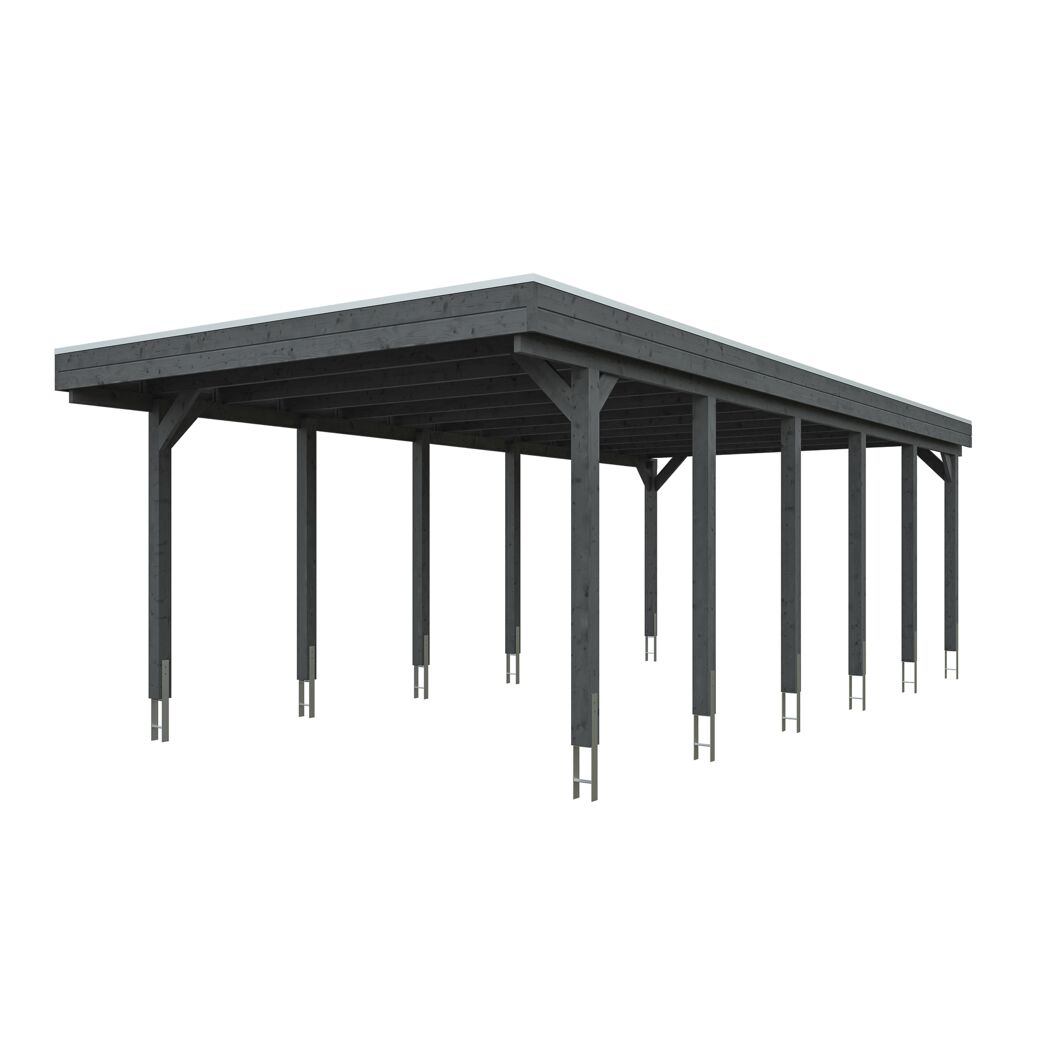 Einzelcarport 'Friesland' schiefergrau 402 x 860 cm mit EPDM-Dach