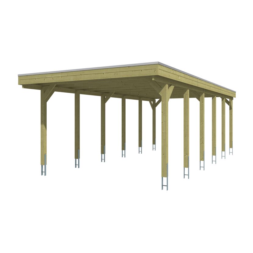 Einzelcarport 'Friesland' grün imprägniert 402 x 860 cm mit EPDM-Dach