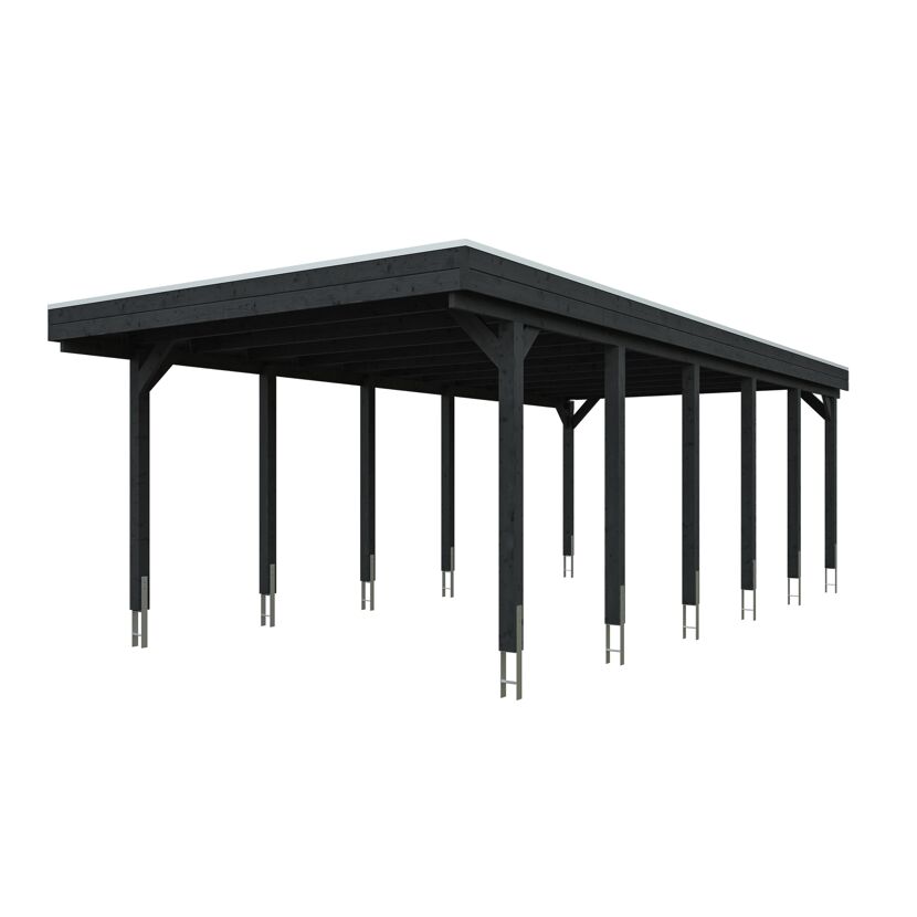 Einzelcarport 'Friesland' anthrazit 402 x 860 cm mit EPDM-Dach