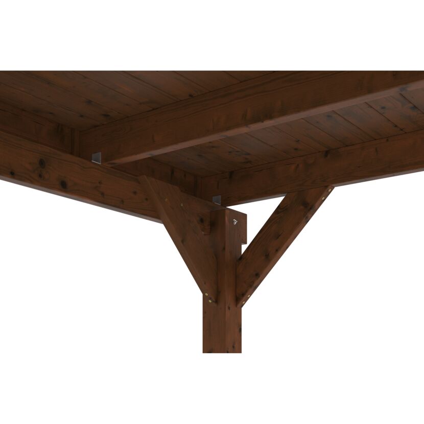Doppelcarport 'Friesland' nussbaumfarben 546 x 555 cm mit EPDM-Dach