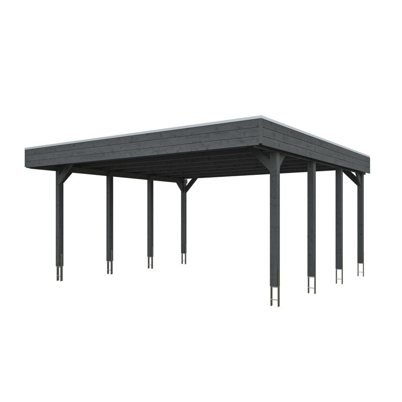 Doppelcarport 'Friesland' schiefergrau 546 x 555 cm mit EPDM-Dach