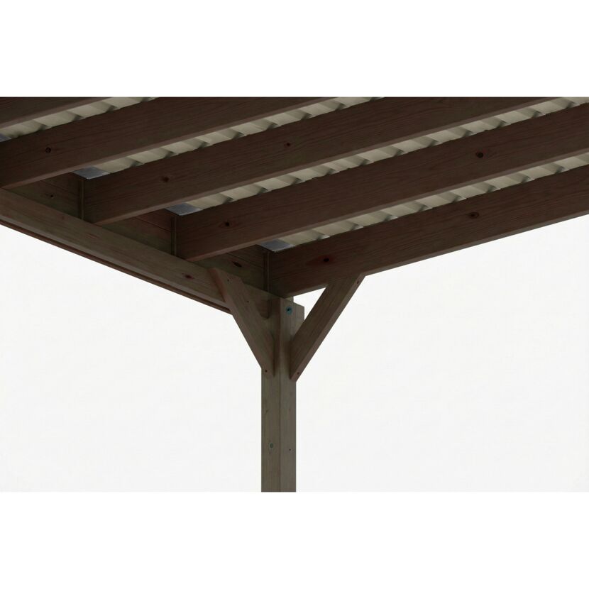 Doppelcarport 'Friesland' nussbaumfarben 546 x 708 cm mit Stahl-Dachplatten