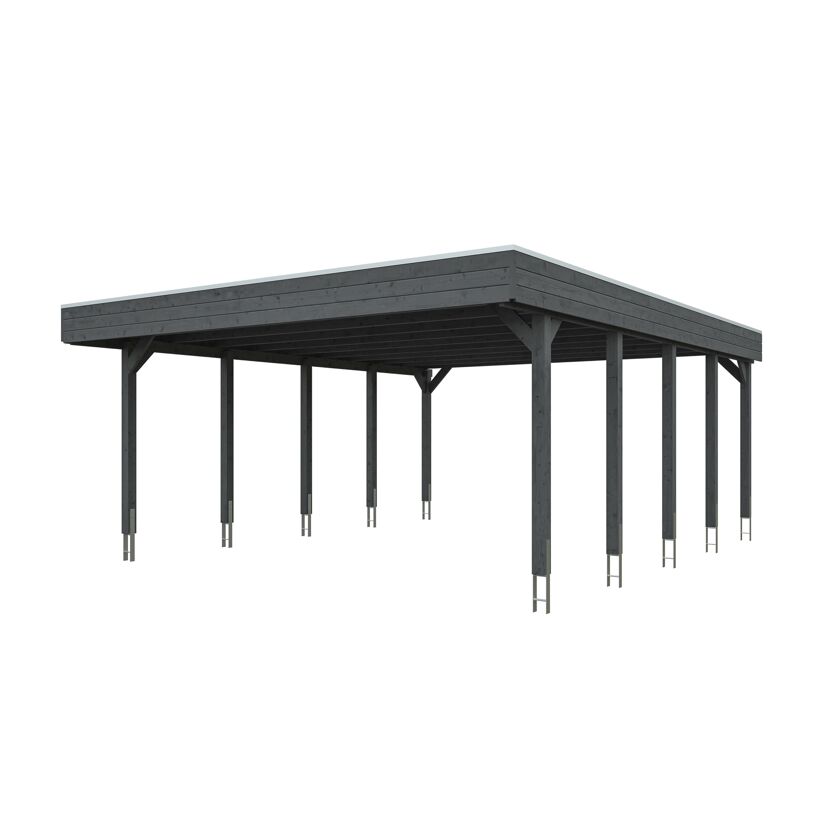 Doppelcarport 'Friesland' schiefergrau 546 x 708 cm mit Stahl-Dachplatten
