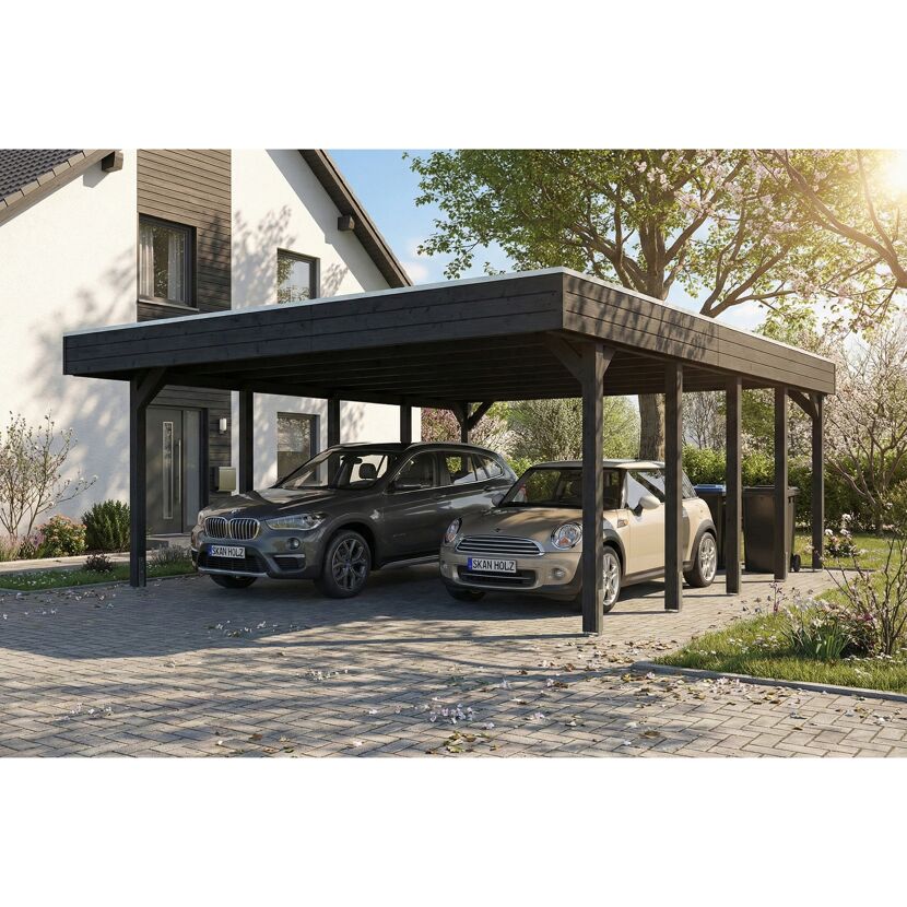 Doppelcarport 'Friesland' anthrazit 546 x 708 cm mit EPDM-Dach