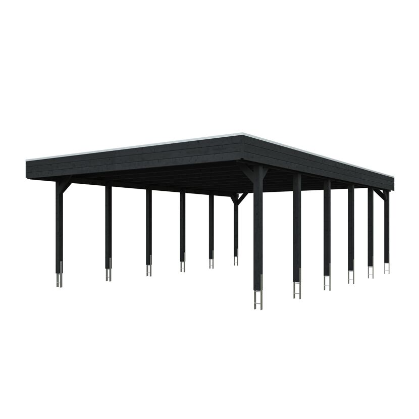 Doppelcarport 'Friesland' anthrazit 546 x 860 cm mit Stahl-Dachplatten