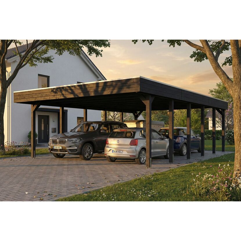 Doppelcarport 'Friesland' anthrazit 546 x 860 cm mit EPDM-Dach