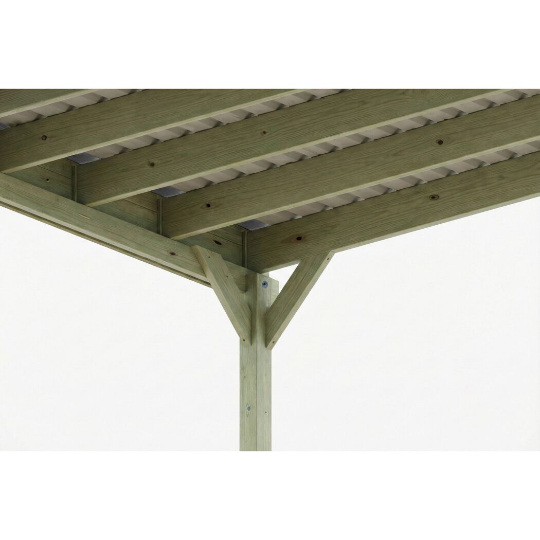 Doppelcarport 'Friesland' grün imprägniert 546 x 860 cm mit Stahl-Dachplatten