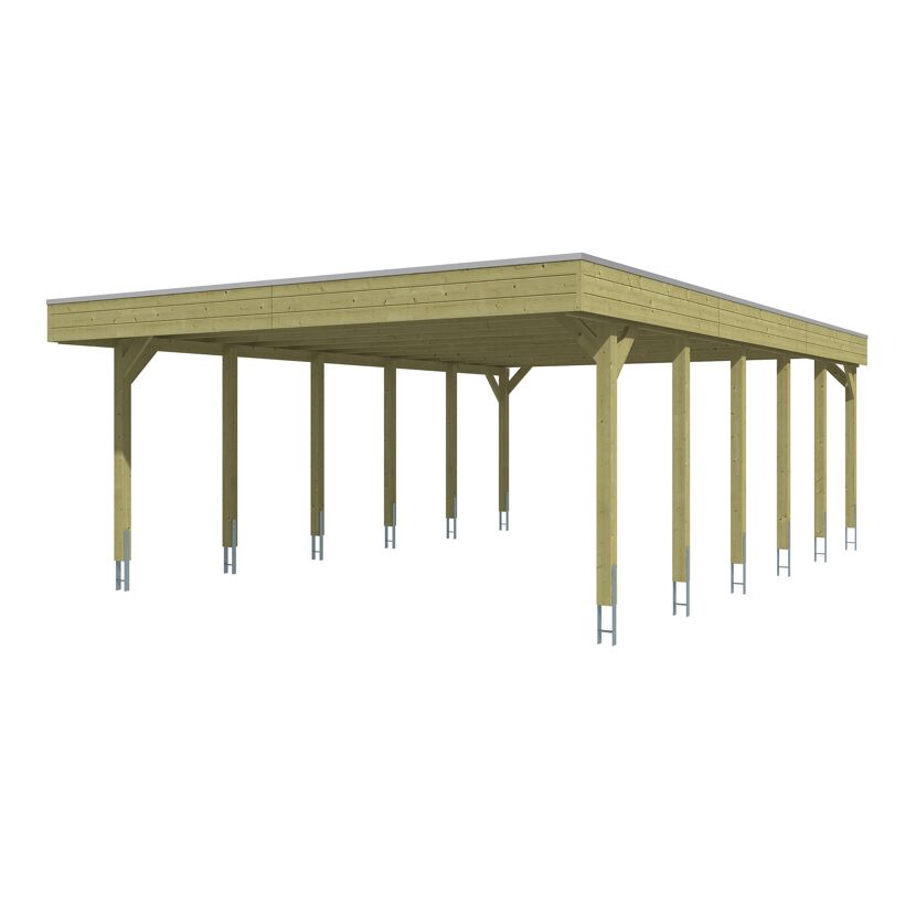 Doppelcarport 'Friesland' grün imprägniert 546 x 860 cm mit EPDM-Dach