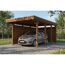Einzelcarport 'Friesland' Set A nussbaumfarben 320 x 555 cm mit Seiten- und Rückwand