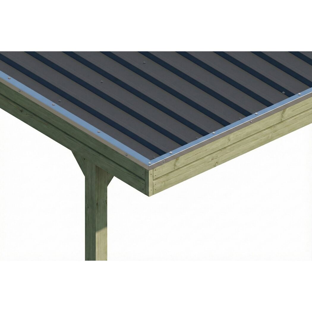 Einzelcarport 'Friesland' Set A grün imprägniert 320 x 555 cm mit Seiten- und Rückwand