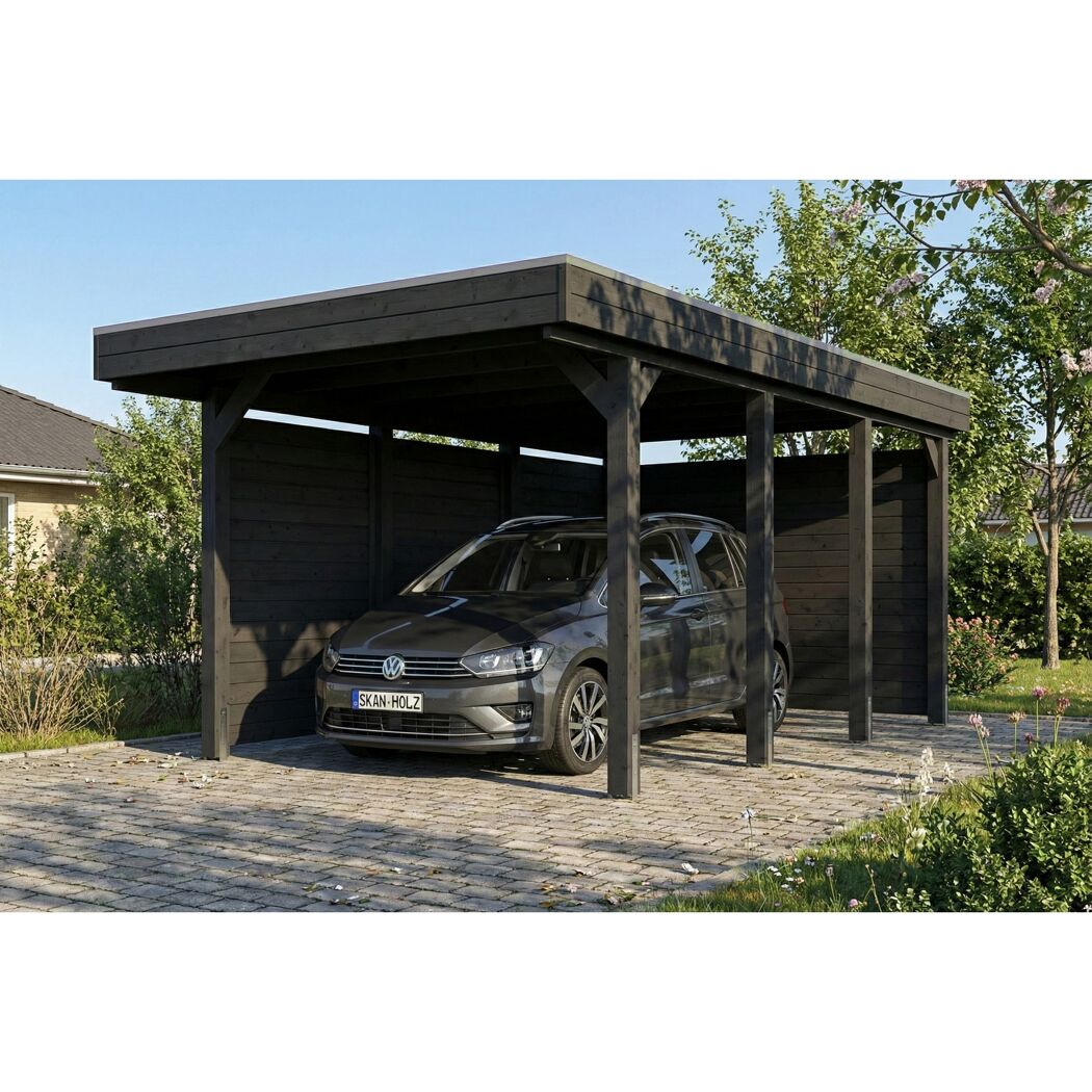 Einzelcarport 'Friesland' Set A anthrazit 320 x 555 cm mit Seiten- und Rückwand