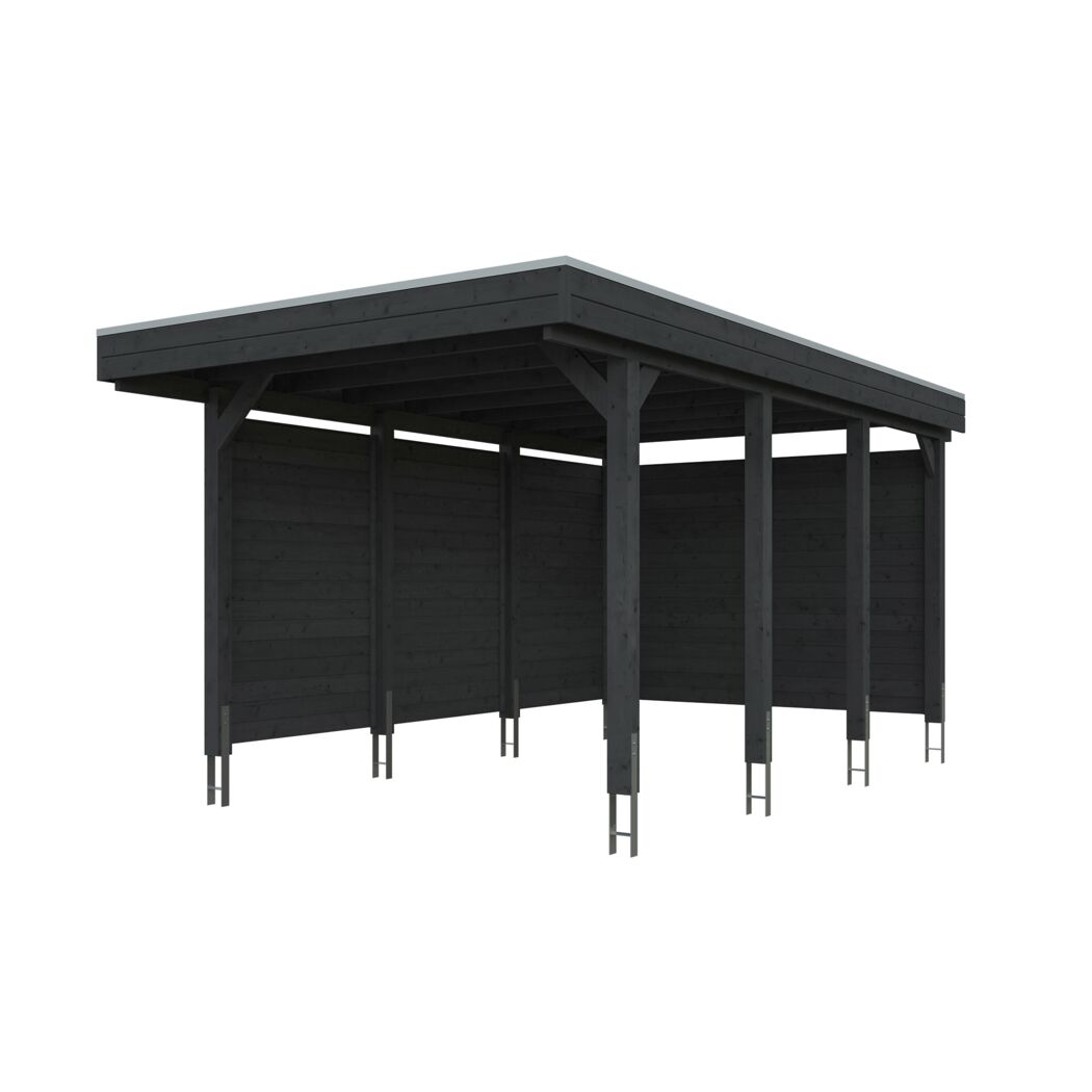 Einzelcarport 'Friesland' Set A anthrazit 320 x 555 cm mit Seiten- und Rückwand