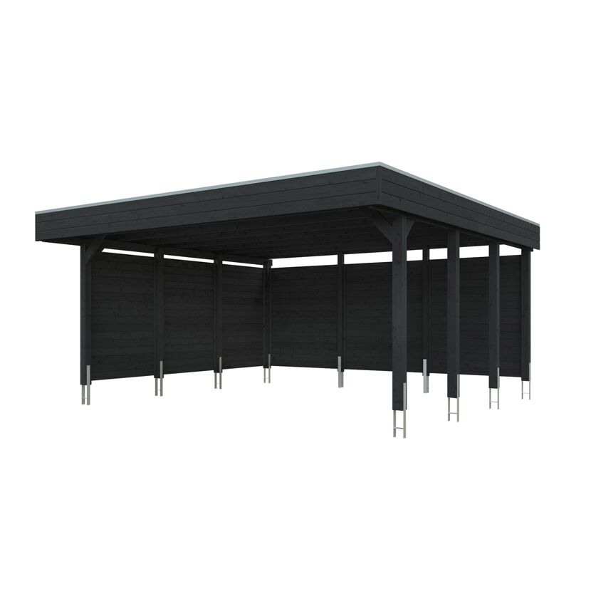 Einzelcarport 'Friesland' Set C anthrazit 546 x 555 cm mit Seiten- und Rückwand