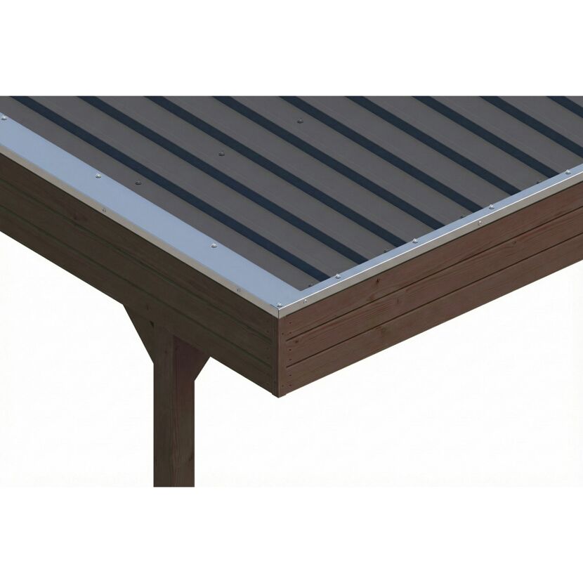 Einzelcarport 'Friesland' Set C nussbaumfarben 546 x 555 cm mit Seiten- und Rückwand