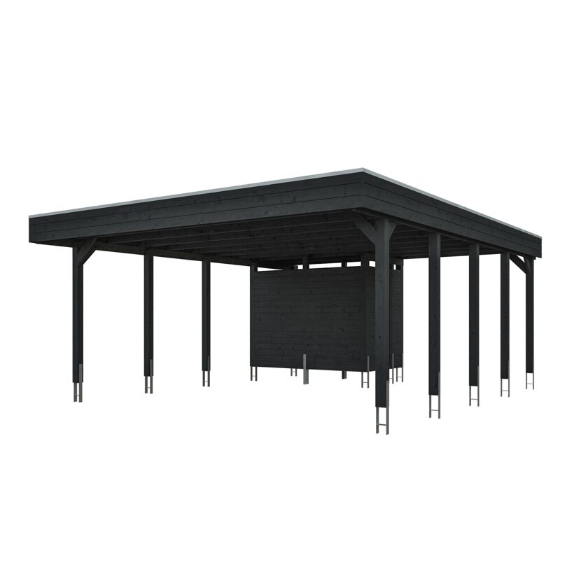 Einzelcarport 'Friesland' Set D anthrazit 546 x 708 cm mit Abstellraum