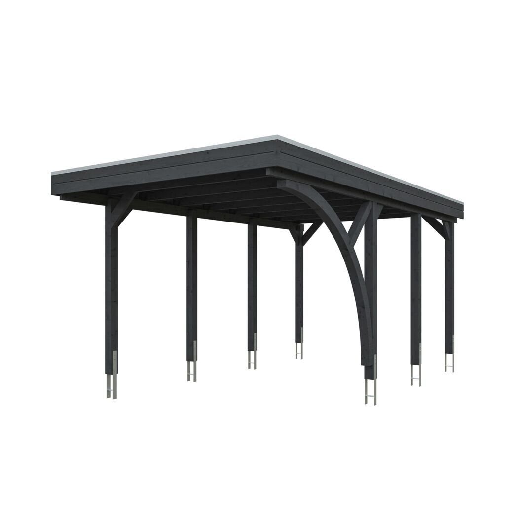 Einzelcarport 'Friesland' Set E schiefergrau 320 x 555 cm mit Einfahrtsbogen