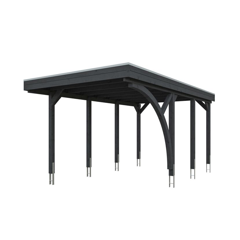 Einzelcarport 'Friesland' Set E schiefergrau 320 x 555 cm mit Einfahrtsbogen