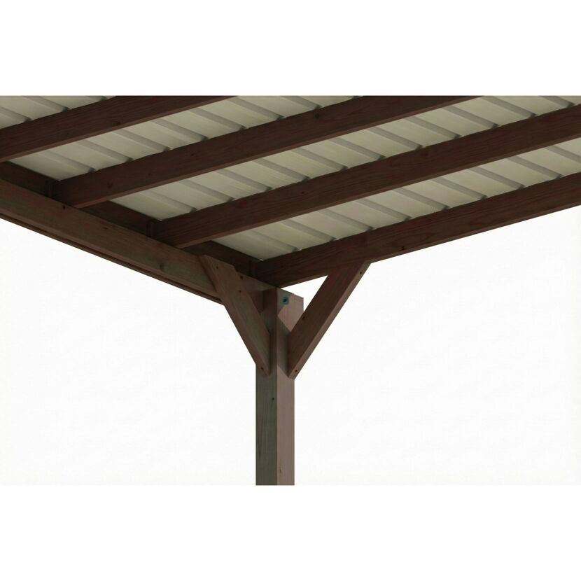 Einzelcarport 'Friesland' Set E nussbaumfarben 320 x 555 cm mit Einfahrtsbogen